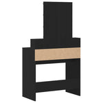 Sminkebord Svart Eik 80 X 41 X 144.5 Cm Konstruert Tre