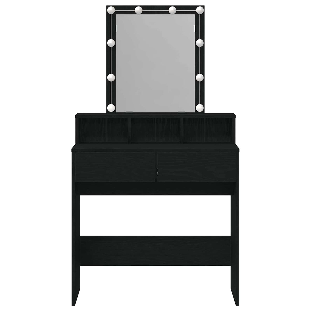 Sminkebord Svart Eik 80 X 41 X 144.5 Cm Konstruert Tre