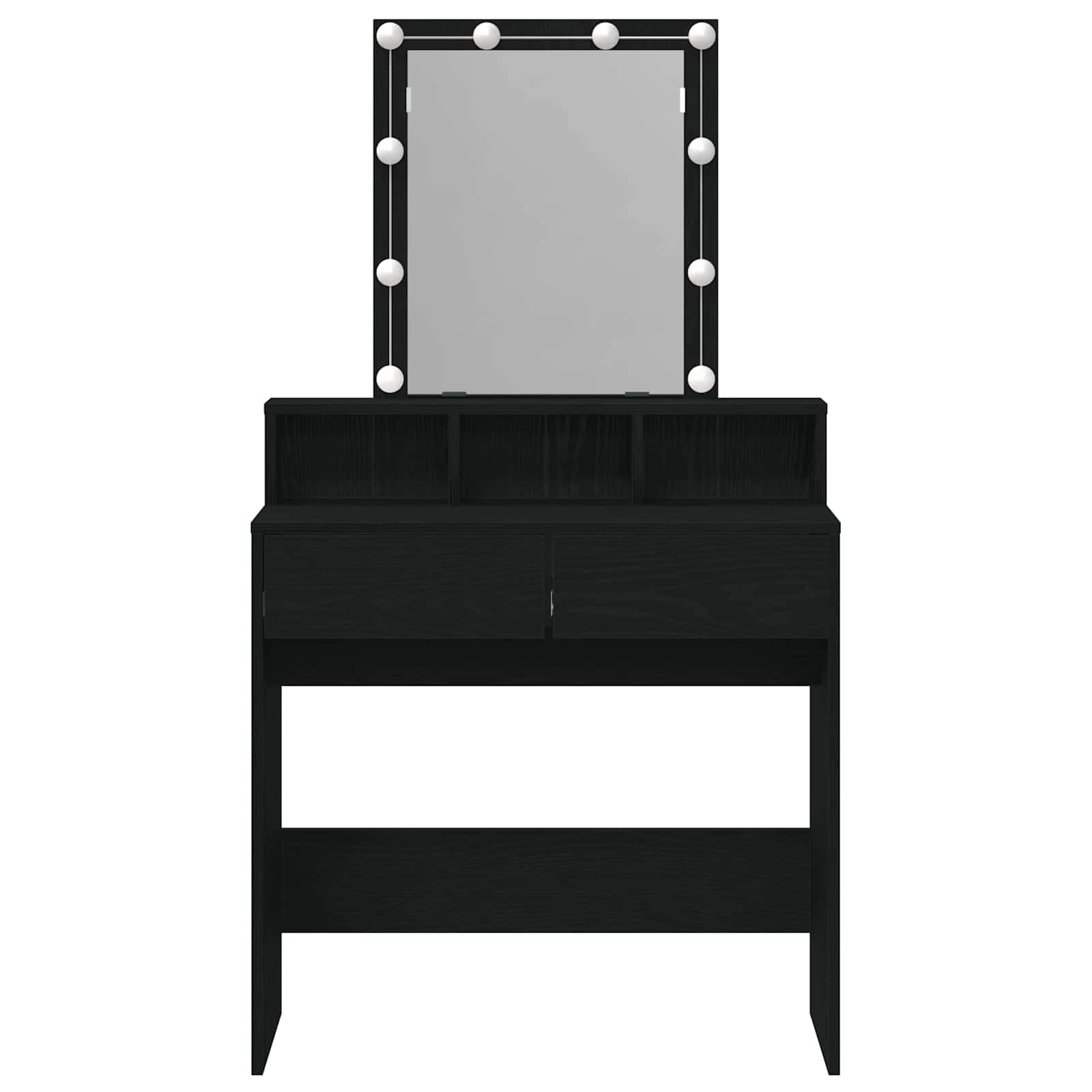 Sminkebord Svart Eik 80 X 41 X 144.5 Cm Konstruert Tre
