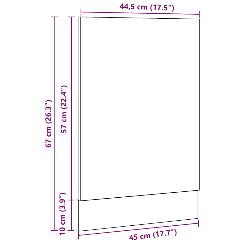 Oppvaskmaskin Panel &quot;Lyon&quot; Svart Eik 45X1,5X67 Cm