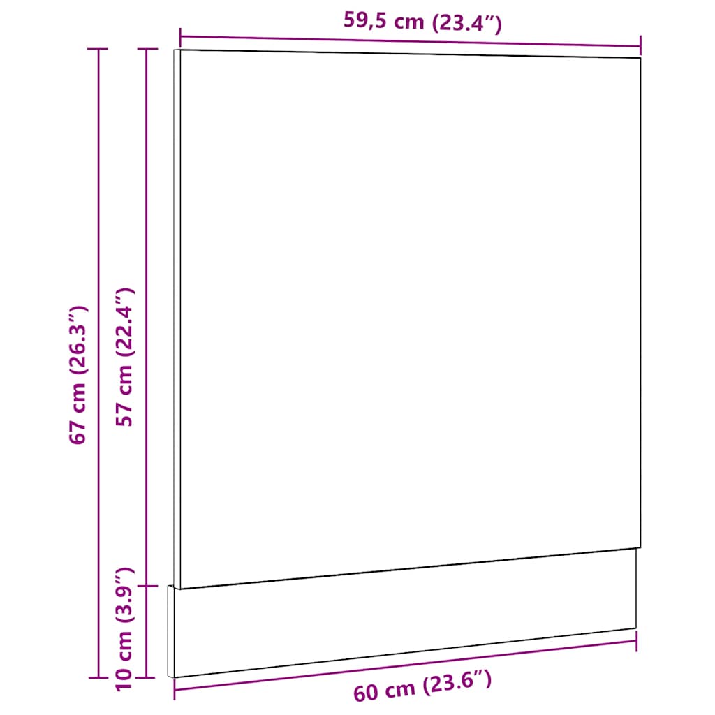 Oppvaskmaskin Panel &quot;Lyon&quot; Svart Eik 60X1,5X67 Cm
