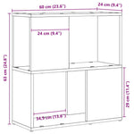Tv-Benksett Veggmontert Svart 60 X 24 X 63 Cm Konstruert Tre