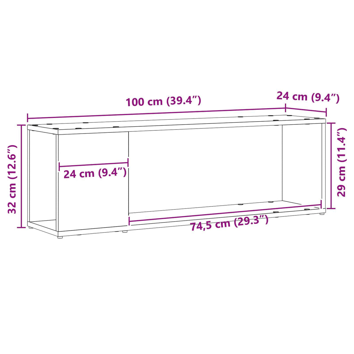 Tv-Benksett Veggmontert Svart 100 X 24 X 63 Cm Konstruert Tre