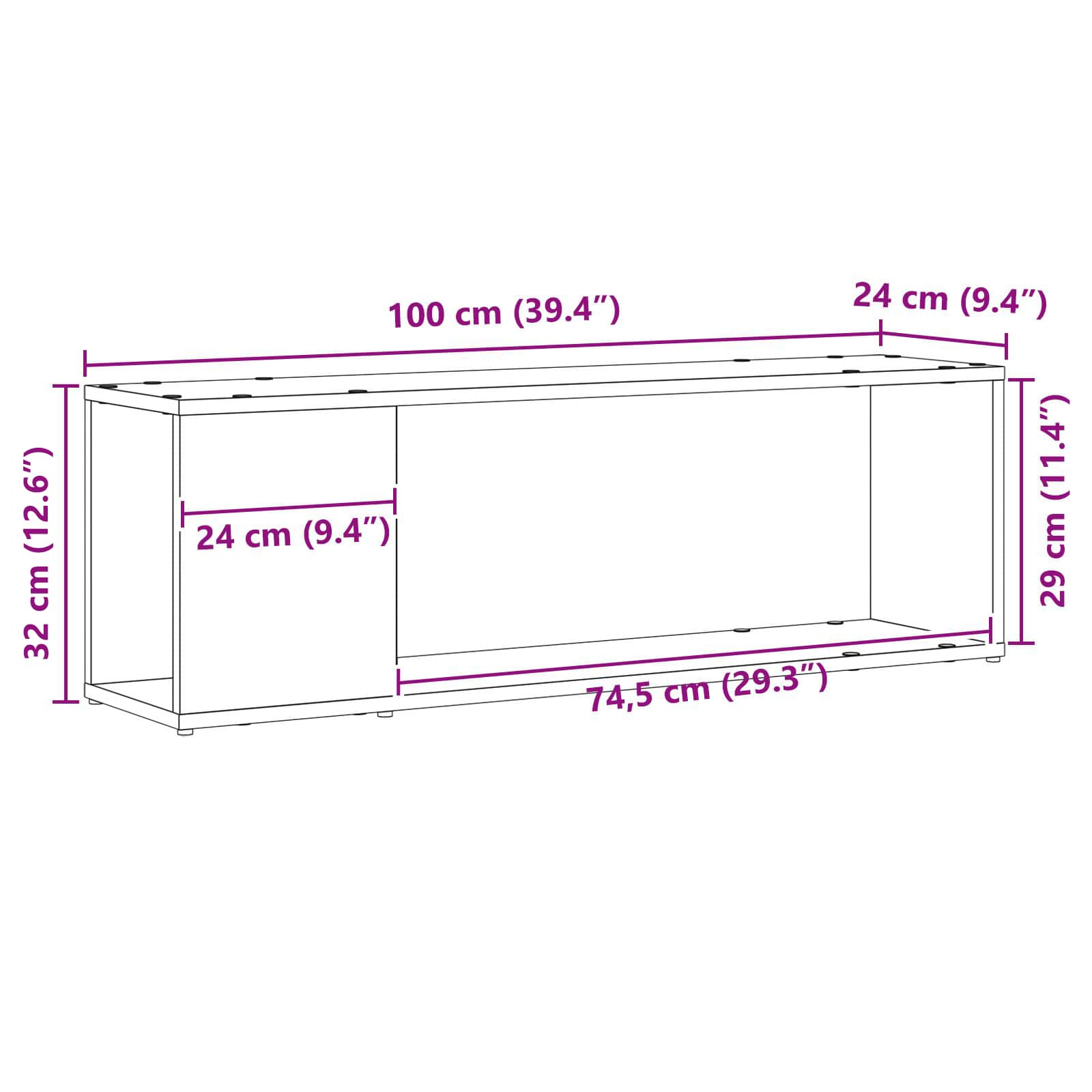 Tv-Benksett Veggmontert Svart 100 X 24 X 63 Cm Konstruert Tre