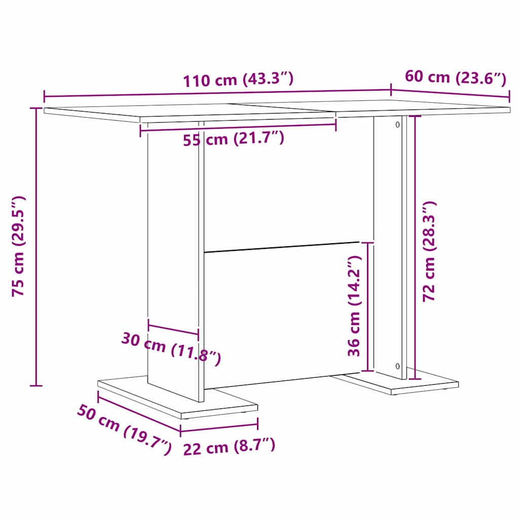 Spisebord Artisan Eik 110 X 60 X 75 Cm Konstruert Tre