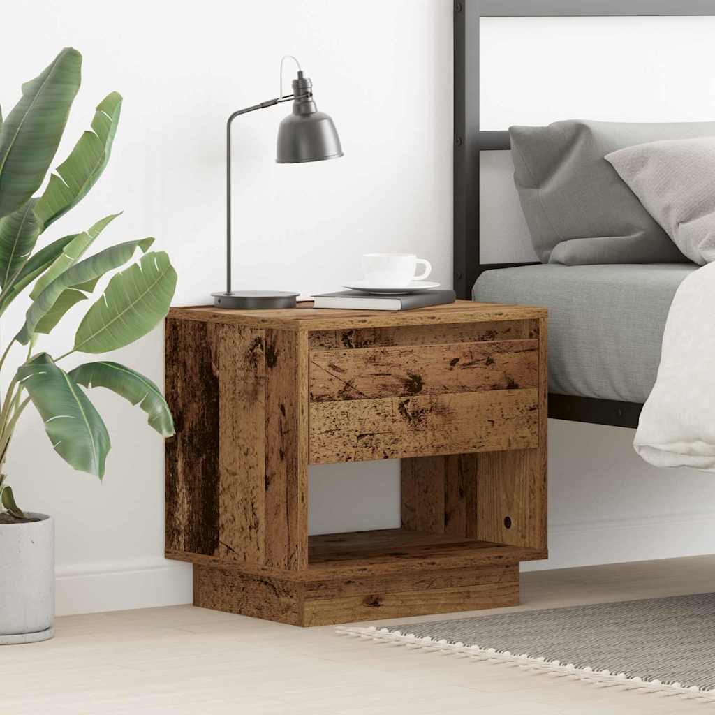 Nattbord Med Skuff Gammelt Tre 45 X 34 X 44 Cm Konstruert Tre