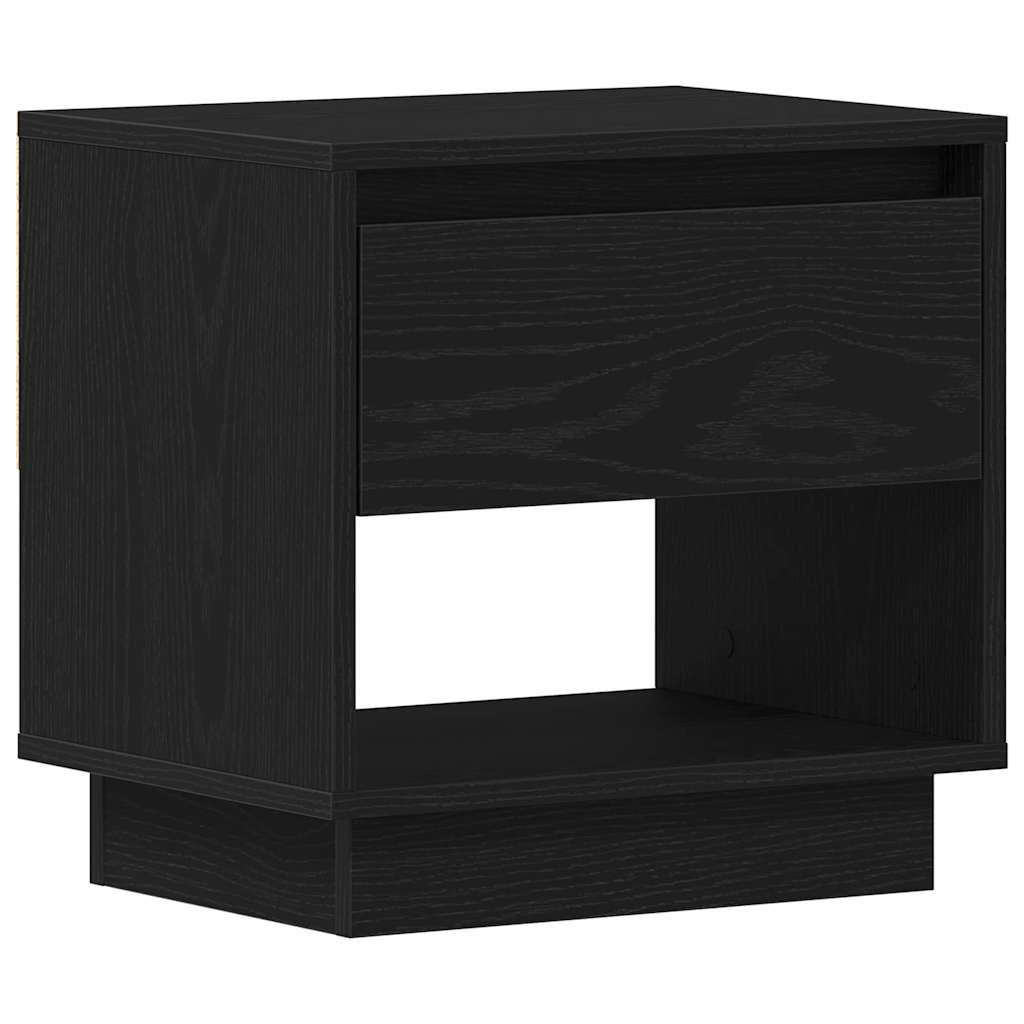 Nattbord Med Skuff Svart Eik 45 X 34 X 44 Cm Konstruert Tre