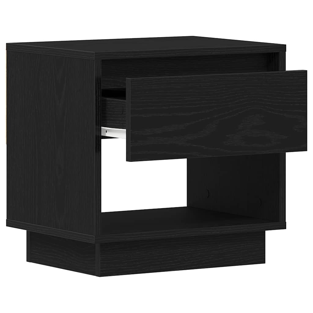 Nattbord Med Skuff Svart Eik 45 X 34 X 44 Cm Konstruert Tre