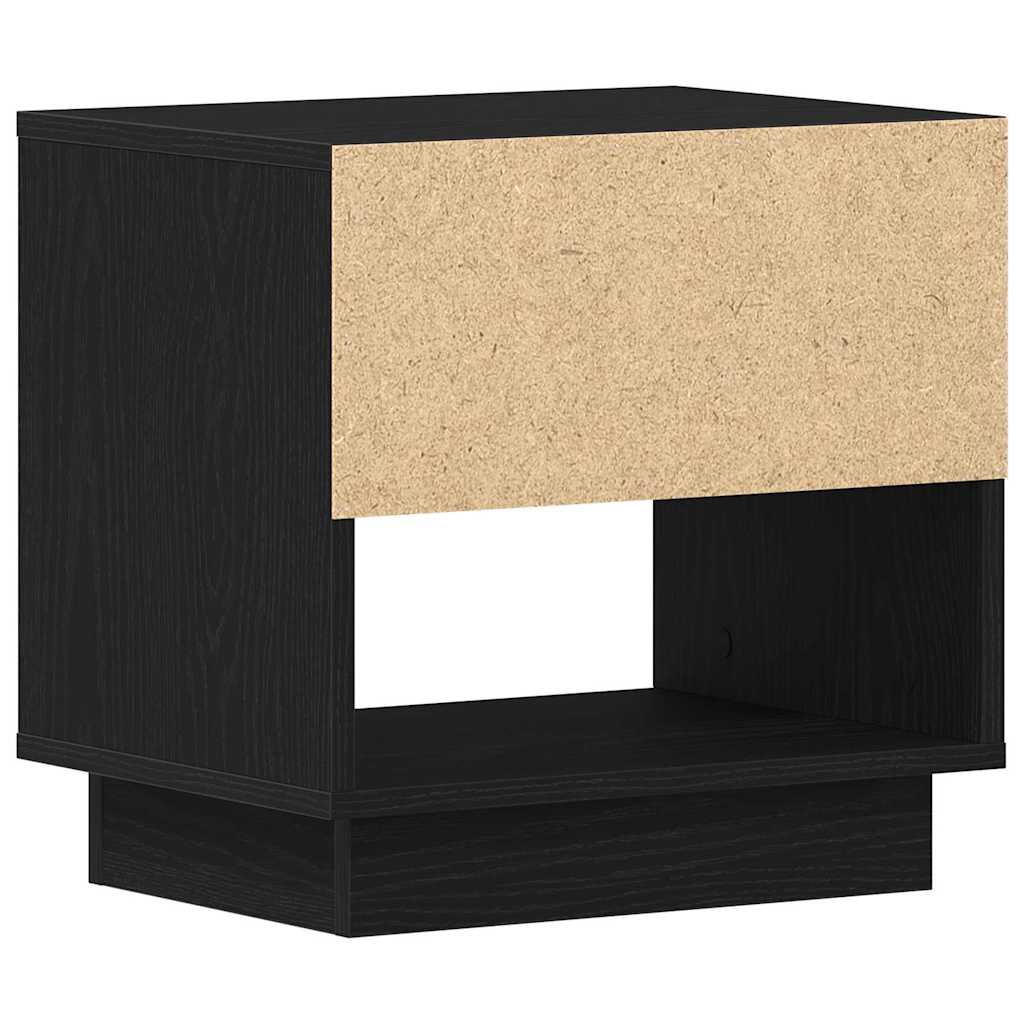 Nattbord Med Skuff Svart Eik 45 X 34 X 44 Cm Konstruert Tre