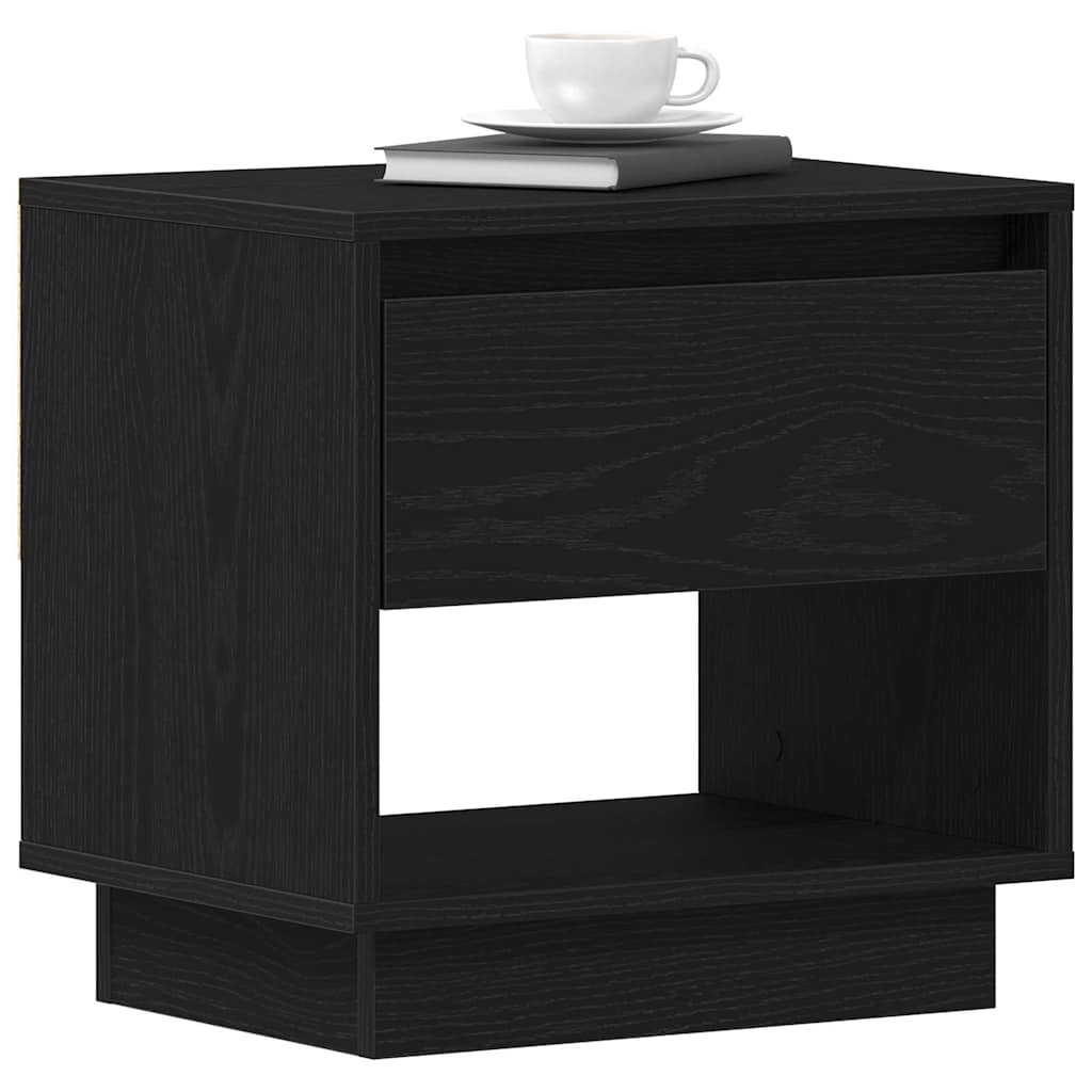 Nattbord Med Skuff Svart Eik 45 X 34 X 44 Cm Konstruert Tre