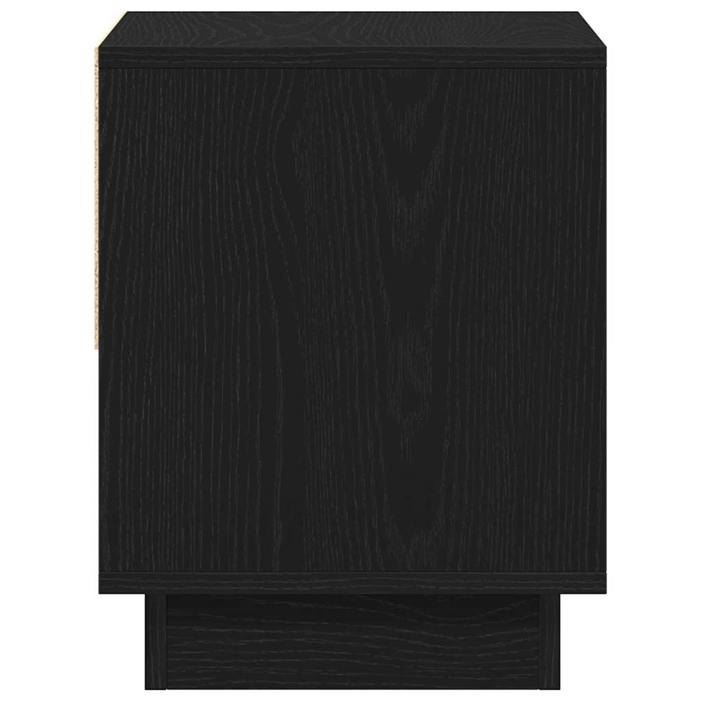Nattbord Med Skuff Svart Eik 45 X 34 X 44 Cm Konstruert Tre