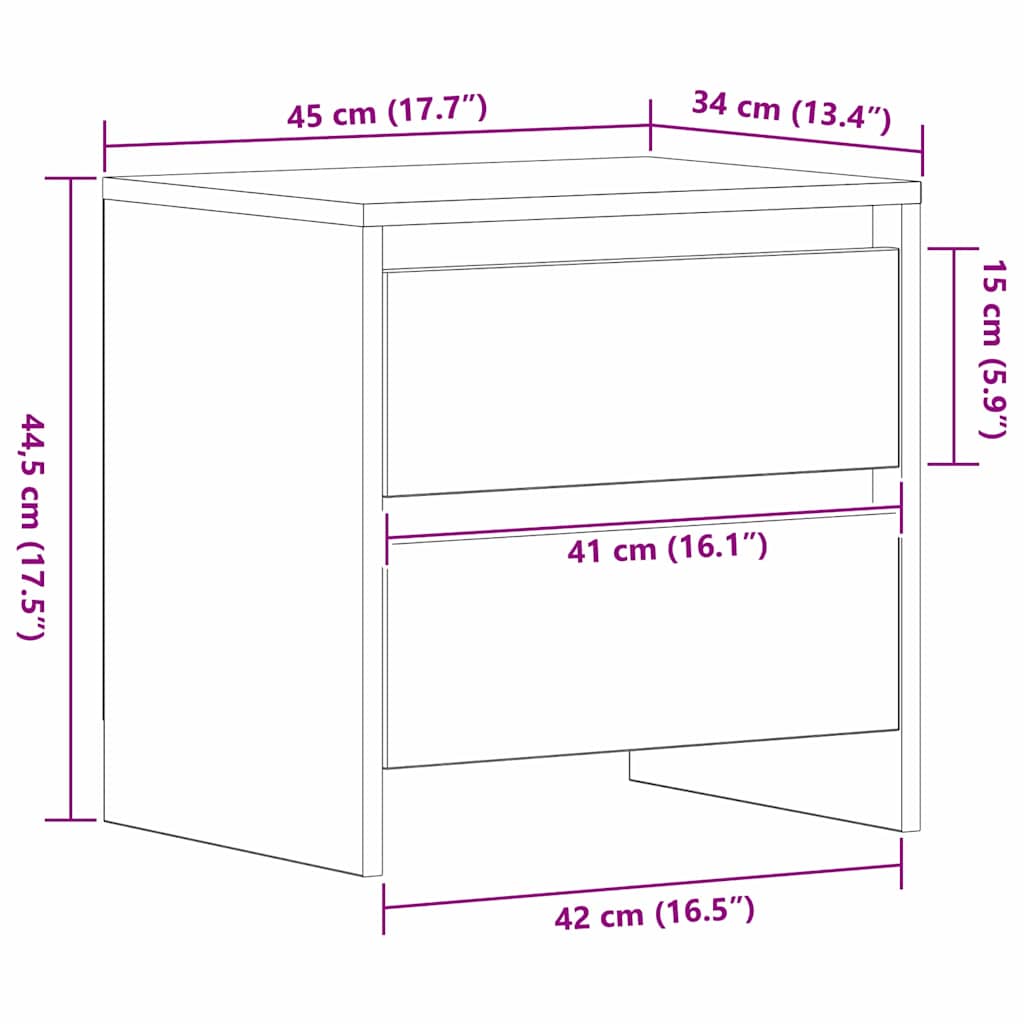 Nattbordskap Gammelt Tre 45 X 34 X 44,5 Cm Konstruert Tre