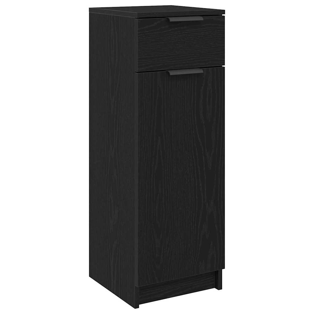 Baderomsskap Med Skuff Svart Eik 32 X 34 X 90 Cm Konstruert Tre