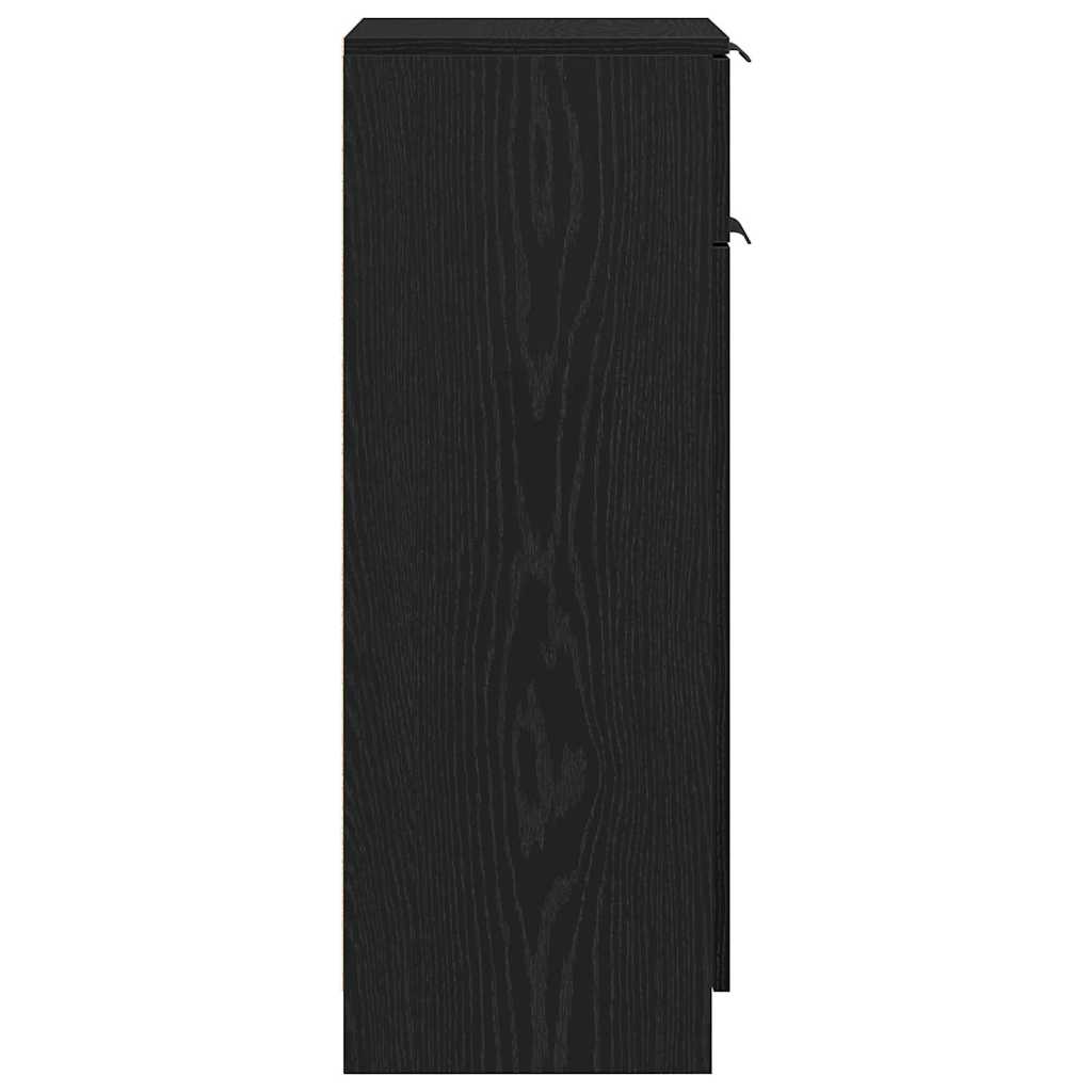 Baderomsskap Med Skuff Svart Eik 32 X 34 X 90 Cm Konstruert Tre