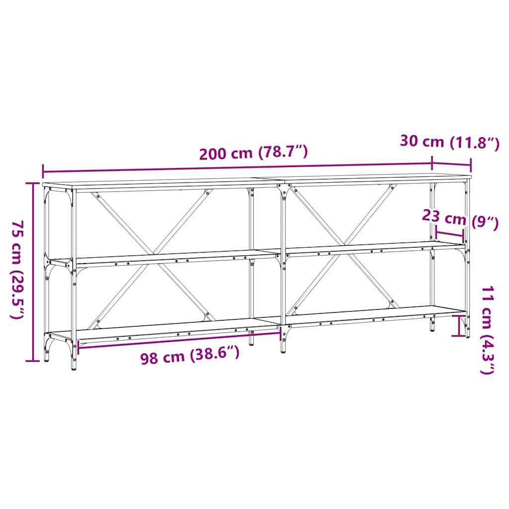 Konsollbord Med Hylle Annet Artisan Eik 180 X 30 X 75 Cm