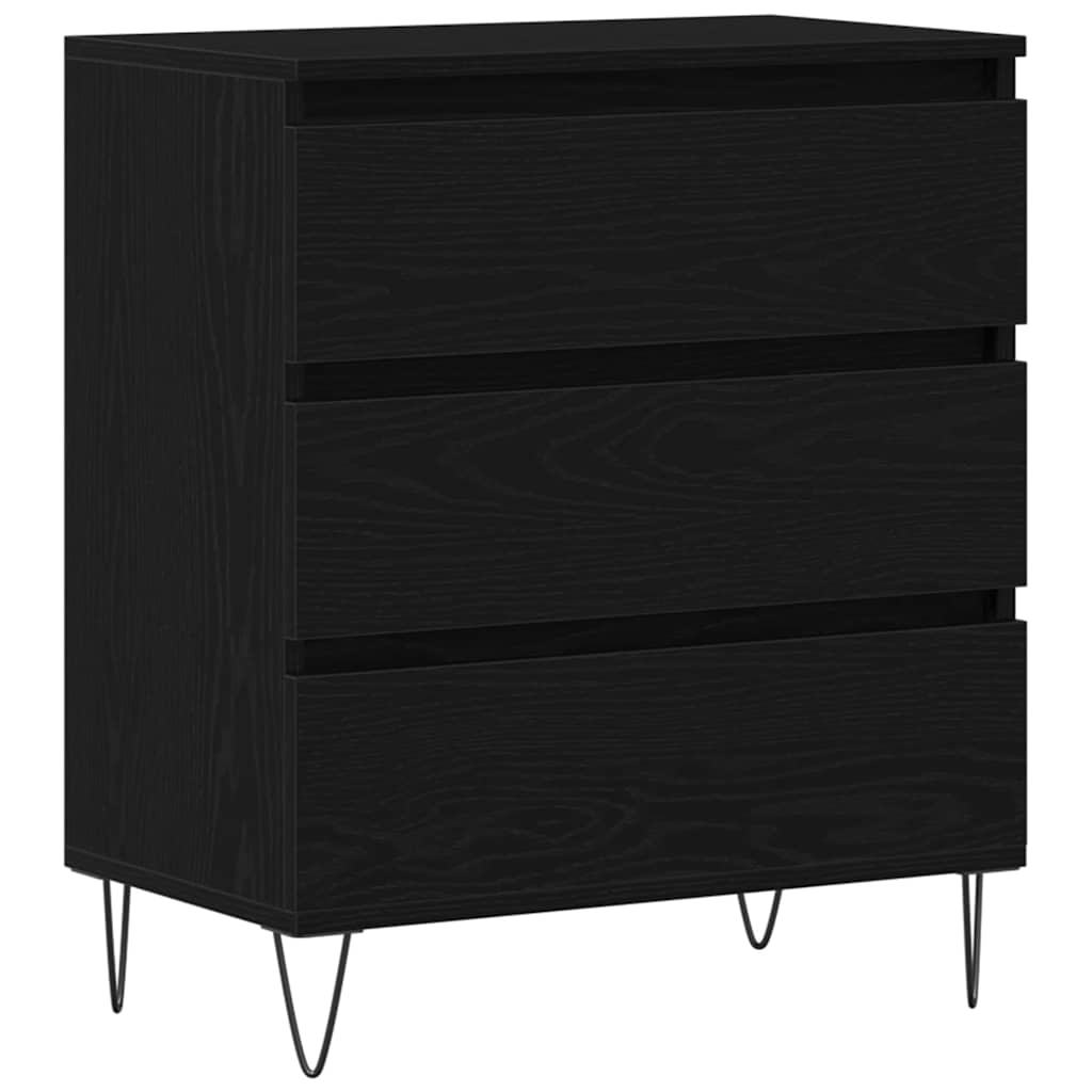 Serviesskap Med Skuff Svart Eik 60 X 35 X 70 Cm Konstruert Tre