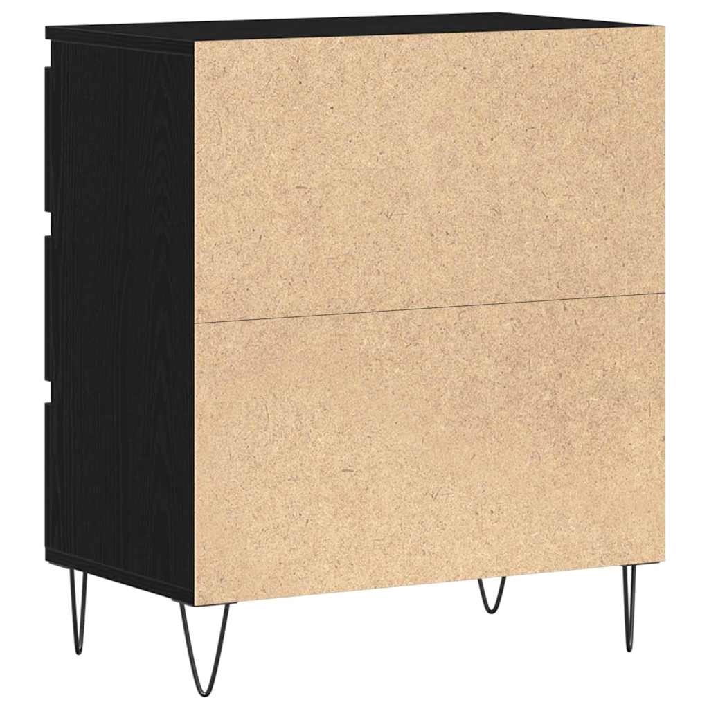 Serviesskap Med Skuff Svart Eik 60 X 35 X 70 Cm Konstruert Tre