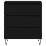 Serviesskap Med Skuff Svart Eik 60 X 35 X 70 Cm Konstruert Tre