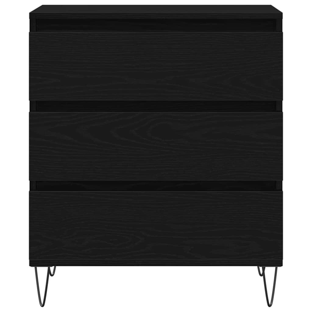 Serviesskap Med Skuff Svart Eik 60 X 35 X 70 Cm Konstruert Tre