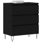 Serviesskap Med Skuff Svart Eik 60 X 35 X 70 Cm Konstruert Tre