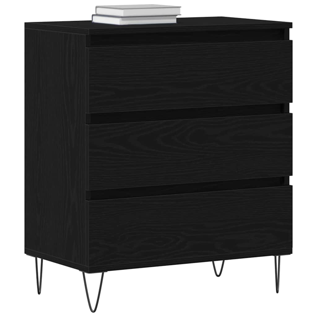 Serviesskap Med Skuff Svart Eik 60 X 35 X 70 Cm Konstruert Tre