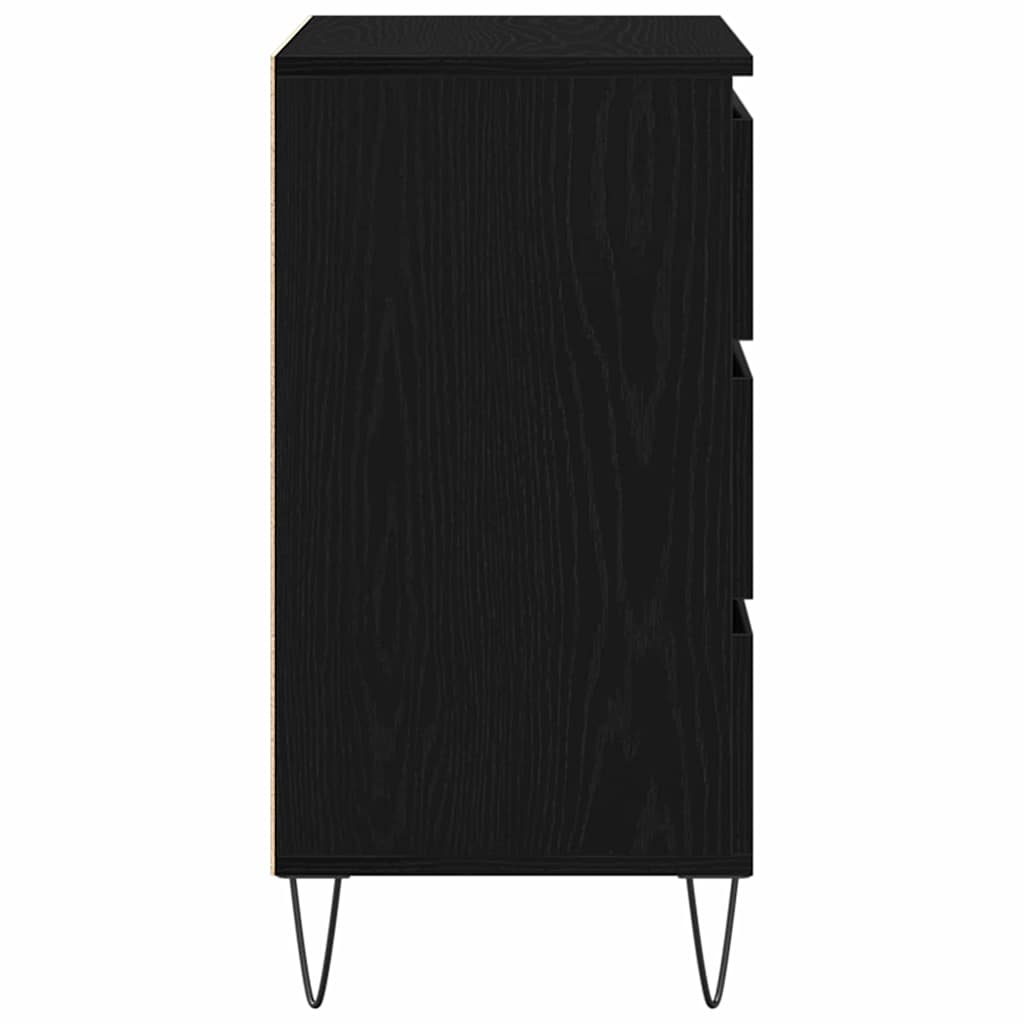 Serviesskap Med Skuff Svart Eik 60 X 35 X 70 Cm Konstruert Tre