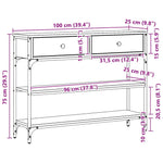 Konsollbord Svart Eik 100 X 25 X 75 Cm Ingeniørtre Og Metall