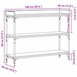 Konsollbord Svart Eik 100 X 30 X 80 Cm Ingeniørtre Og Metall