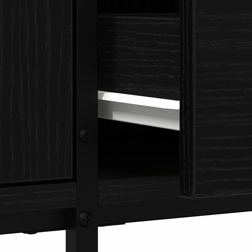 Tv-Skap Med Skuff Svart Eik 200 X 25 X 44 Cm Konstruert Tre