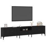 Tv-Skap Med Skuff Svart Eik 200 X 25 X 44 Cm Konstruert Tre