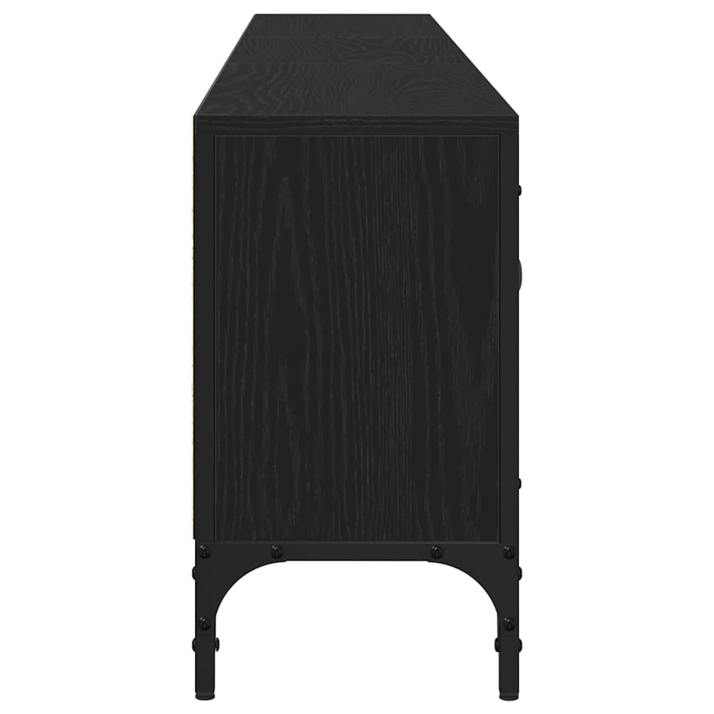 Tv-Skap Med Skuff Svart Eik 200 X 25 X 44 Cm Konstruert Tre