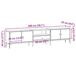 Tv-Skap Med Skuff Svart Eik 200 X 25 X 44 Cm Konstruert Tre