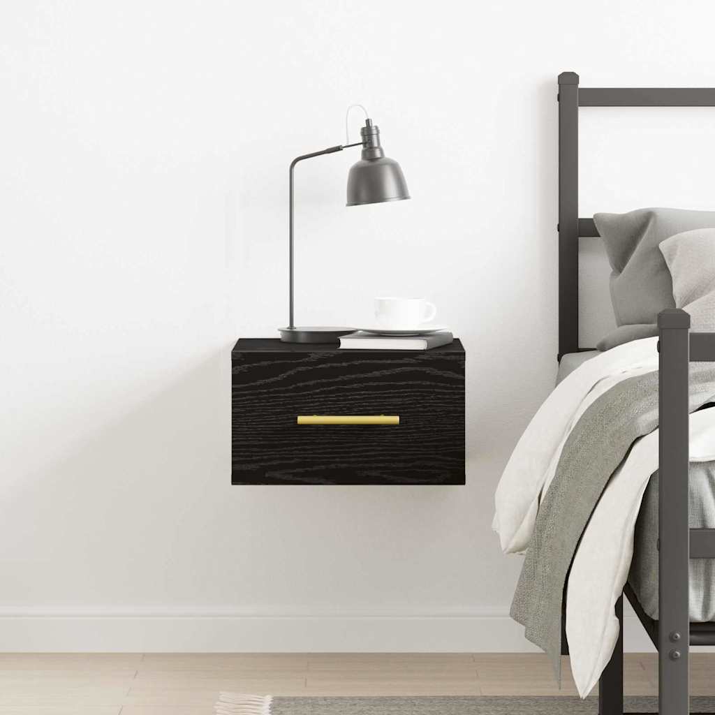 Nattbordskap Svart Eik 35 X 35 X 20 Cm Konstruert Tre