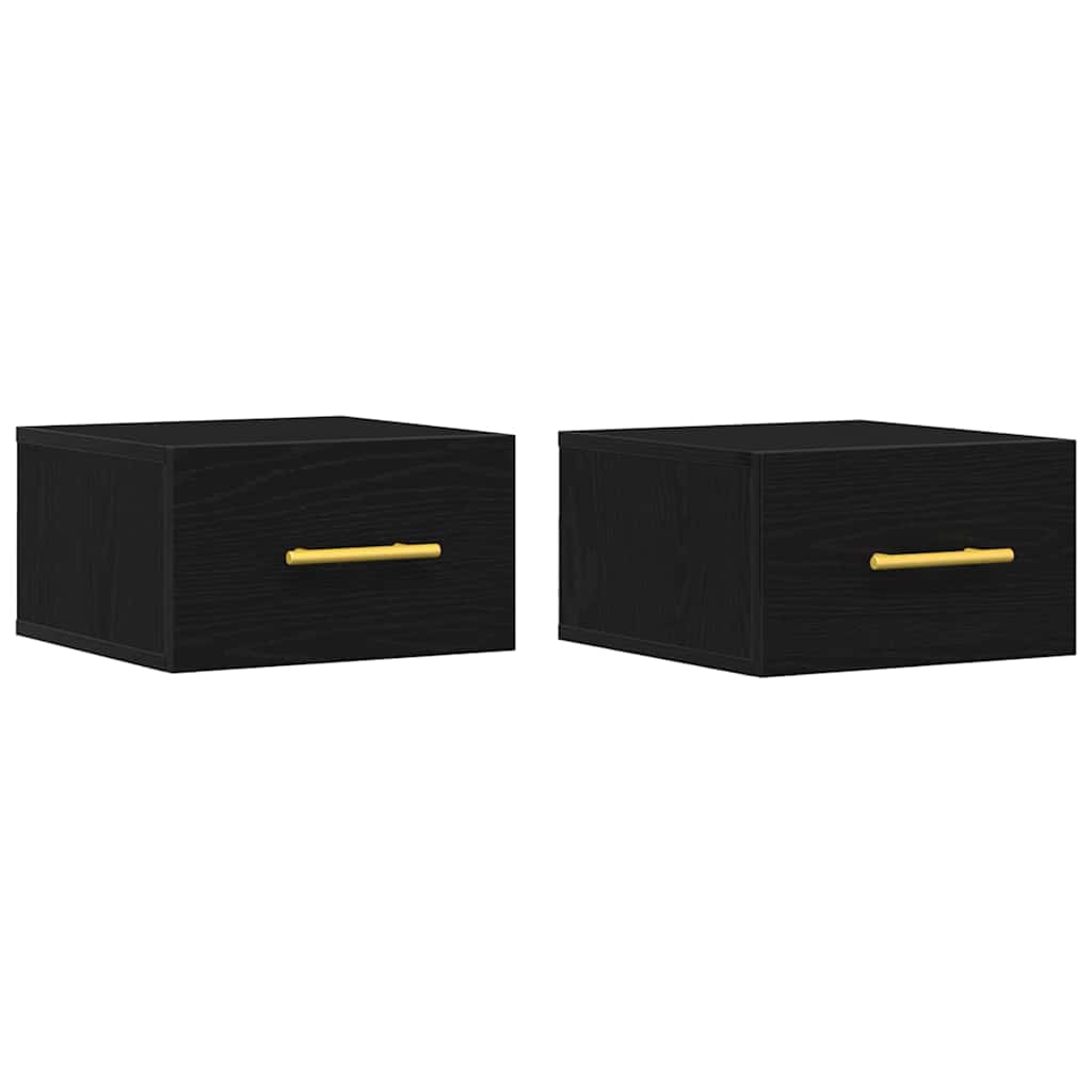 Nattbordskap 2 Pcs Svart Eik 35 X 35 X 20 Cm Konstruert Tre