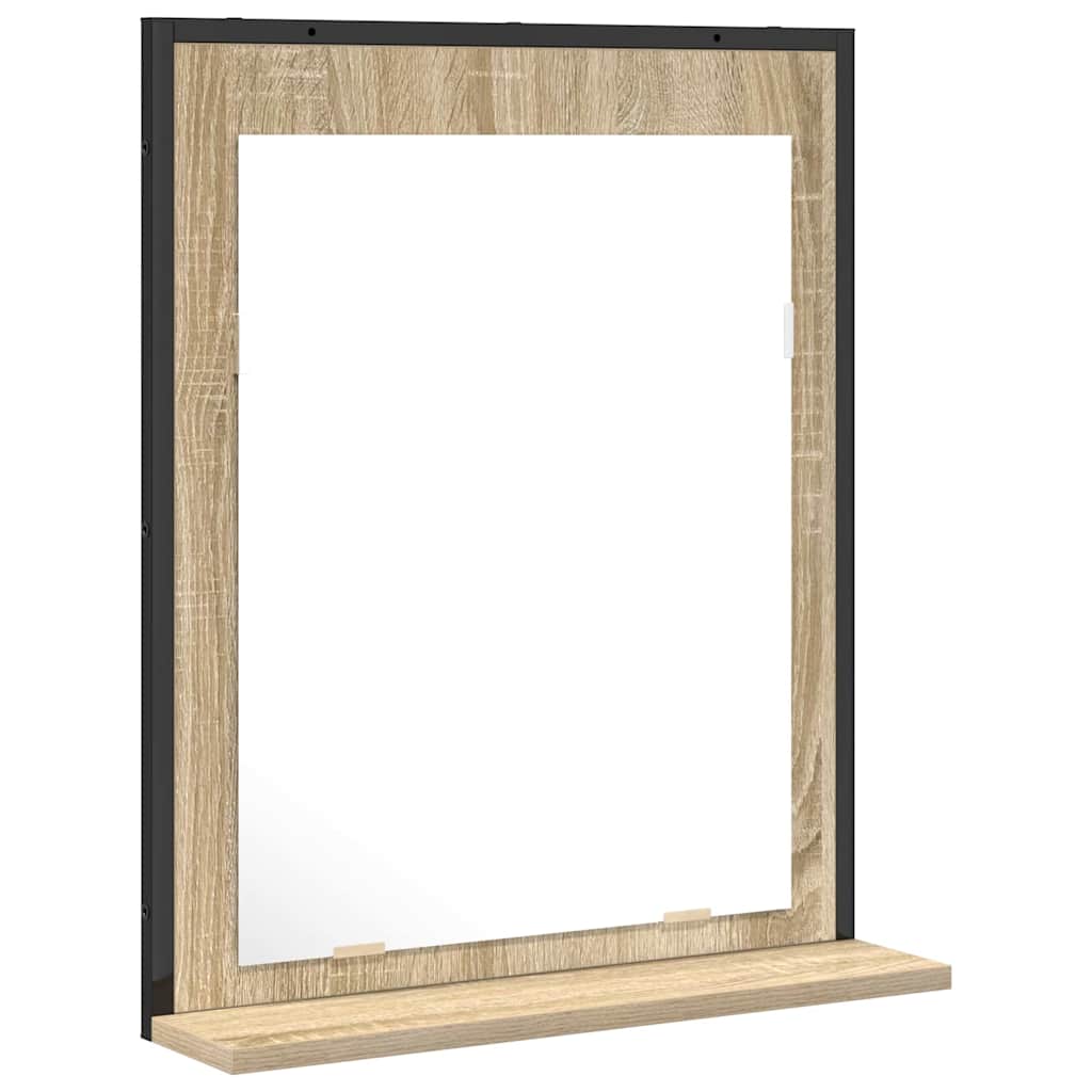 Baderomsspeil Svart 50 X 12 X 60 Cm Glass Og Konstruert Tre