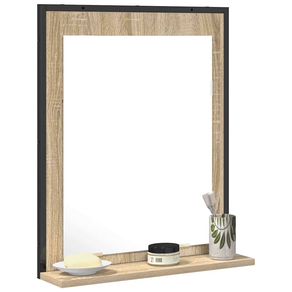 Baderomsspeil Svart 50 X 12 X 60 Cm Glass Og Konstruert Tre