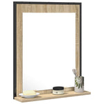 Baderomsspeil Svart 50 X 12 X 60 Cm Glass Og Konstruert Tre