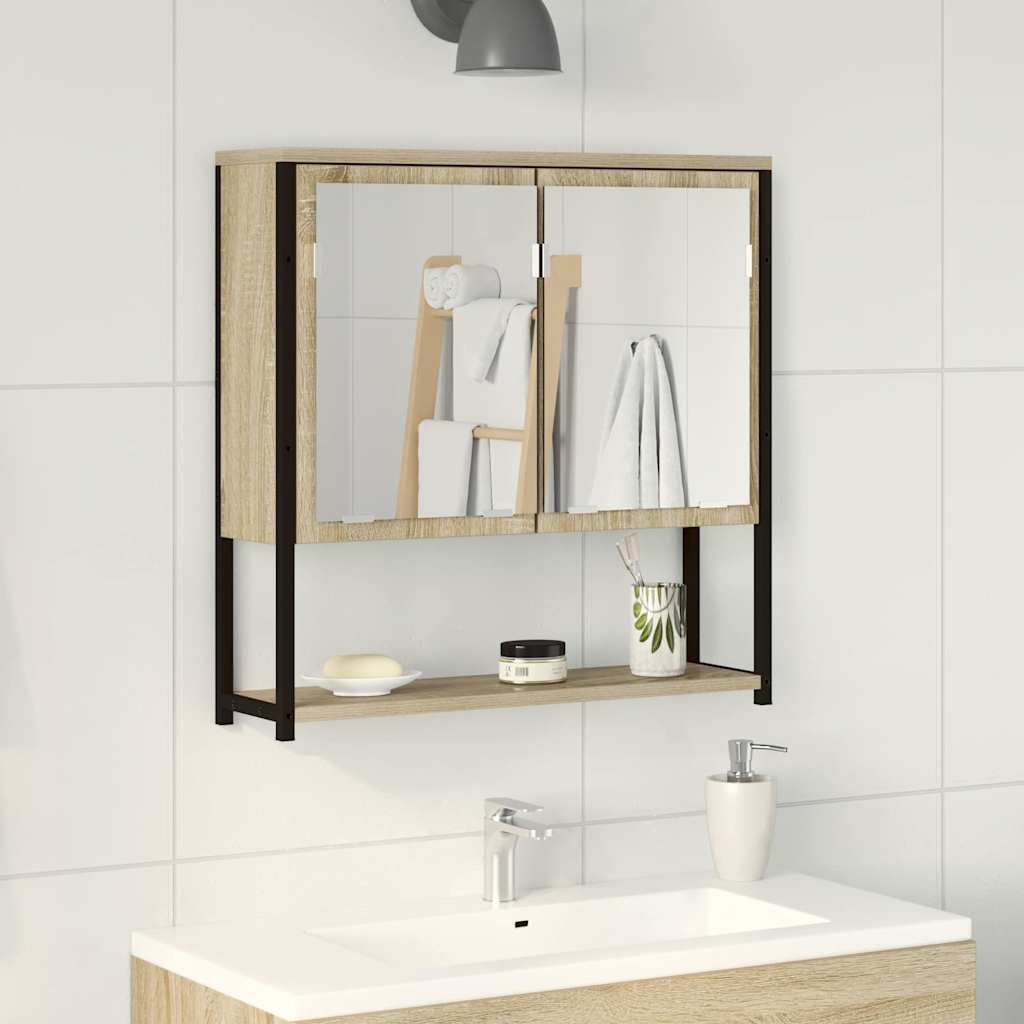 Baderomsspeil Beige 60 X 16 X 60 Cm Glass Og Konstruert Tre