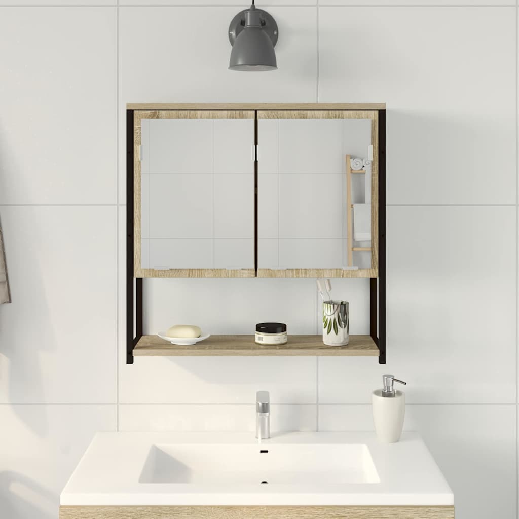 Baderomsspeil Beige 60 X 16 X 60 Cm Glass Og Konstruert Tre