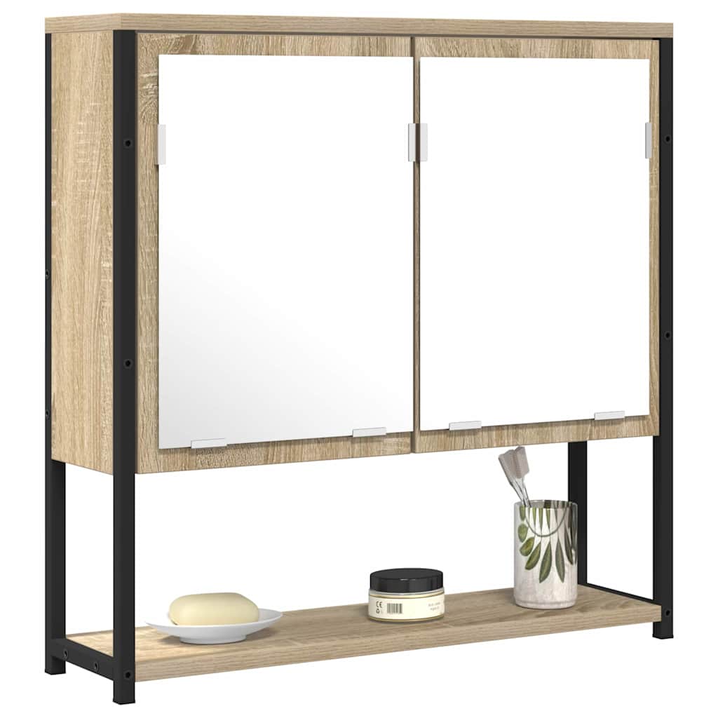 Baderomsspeil Beige 60 X 16 X 60 Cm Glass Og Konstruert Tre