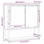 Baderomsspeil Beige 60 X 16 X 60 Cm Glass Og Konstruert Tre