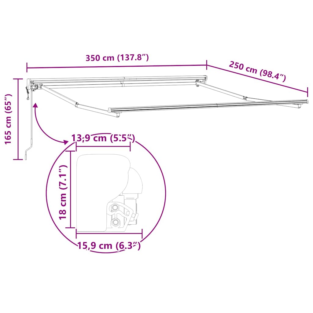 Markiseramme Antrasitt 3,5 X 2,5 M