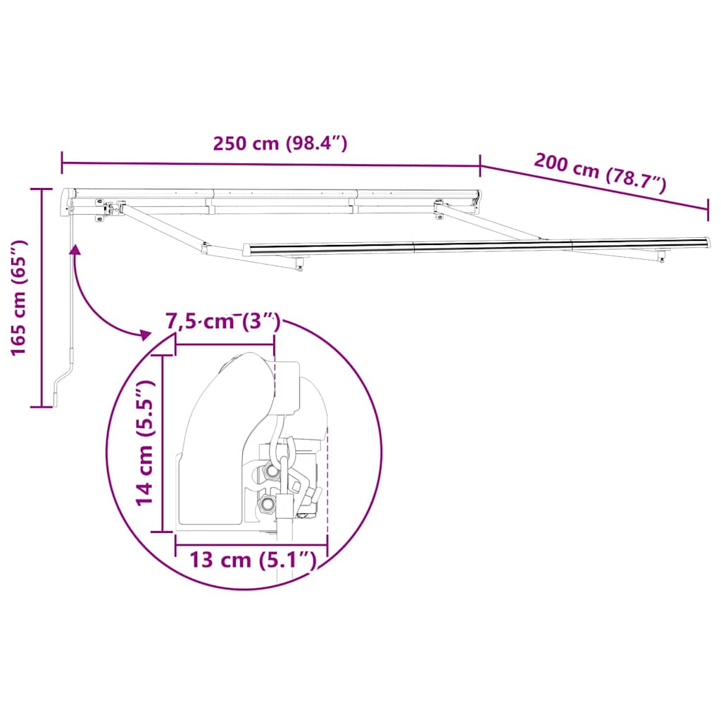 Markiseramme Antrasitt 2.5 X 2 M Metall
