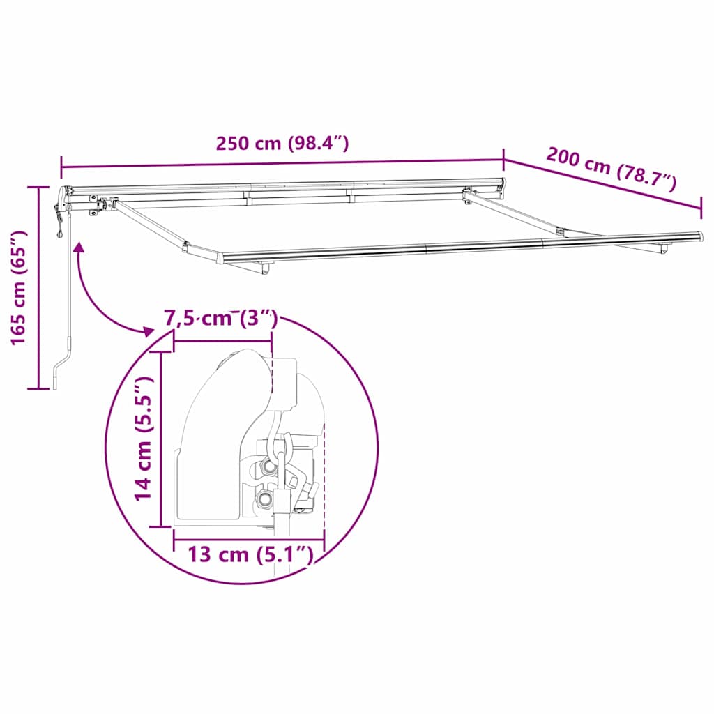 Markiseramme Antrasitt 2.5 X 2 M Metall