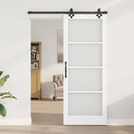 Skyvedør Hvit 83 X 211 Cm Massivt Furutre Og Glass