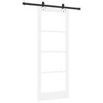 Skyvedør Hvit 83 X 211 Cm Massivt Furutre Og Glass