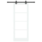 Skyvedør Hvit 83 X 211 Cm Massivt Furutre Og Glass