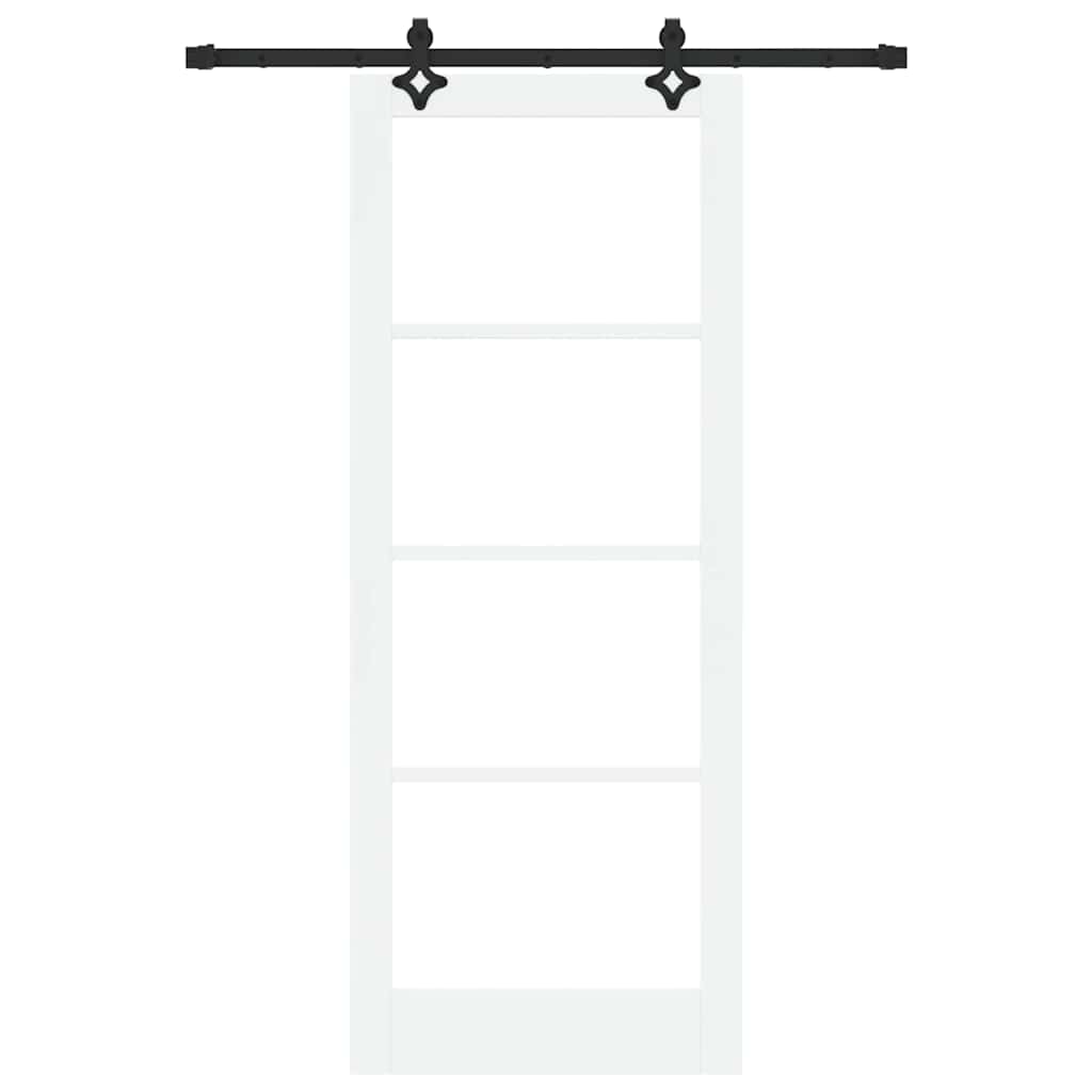 Skyvedør Hvit 83 X 211 Cm Massivt Furutre Og Glass