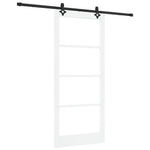Skyvedør Hvit 93 X 211 Cm Massivt Furutre Og Glass