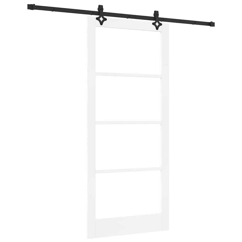 Skyvedør Hvit 93 X 211 Cm Massivt Furutre Og Glass